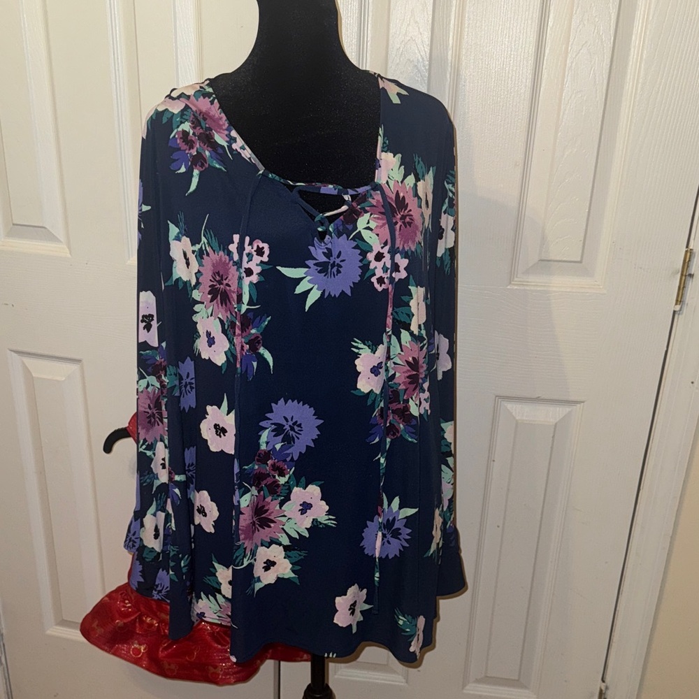 Style & Co. Navy Floral Blouse